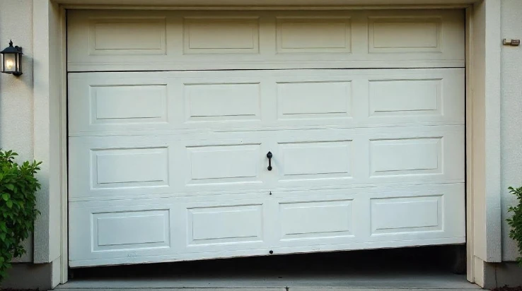 garage door caught mid-motion