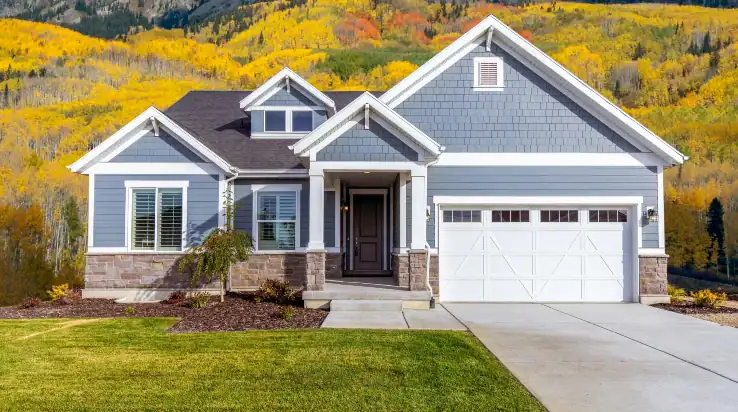 house with a white garage door