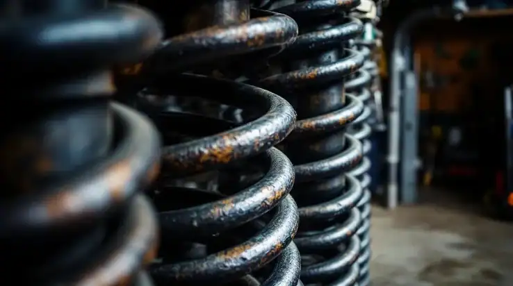 Close-up view of garage door springs