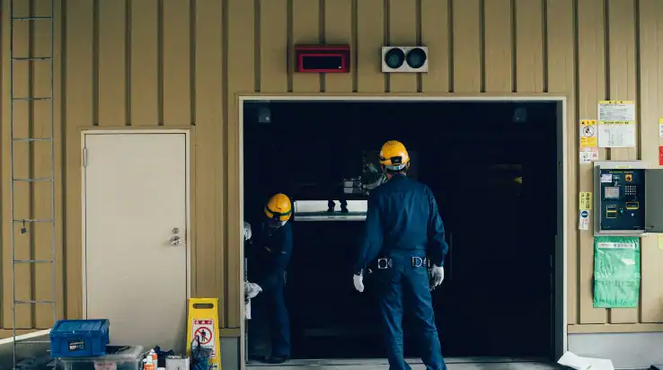 garage door repair underway