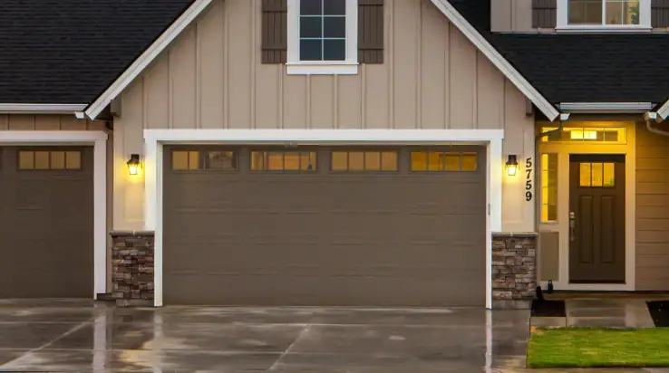 house with brown traditional garage door
